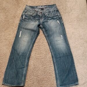 Affliction Blue Straight Leg Jeans with Vintage Fade